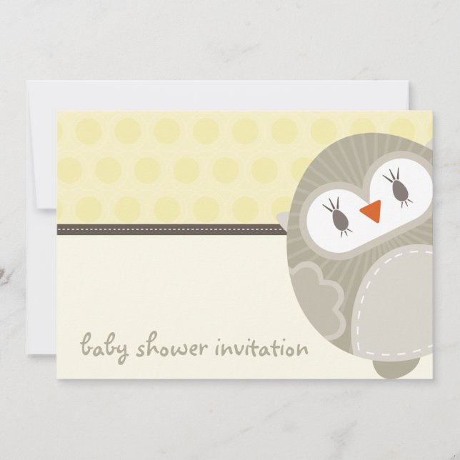 BABY SHOWER INVITES :: dancing owl 6L (Front)