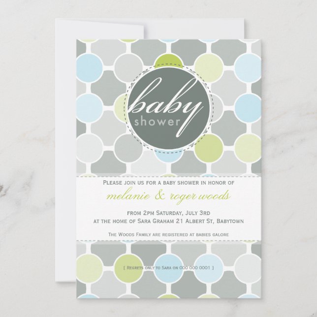 BABY SHOWER INVITES :: fizzy spots 1P (Front)