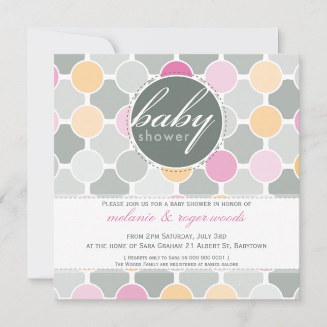 BABY SHOWER INVITES :: fizzy spots 3SQ (Front)