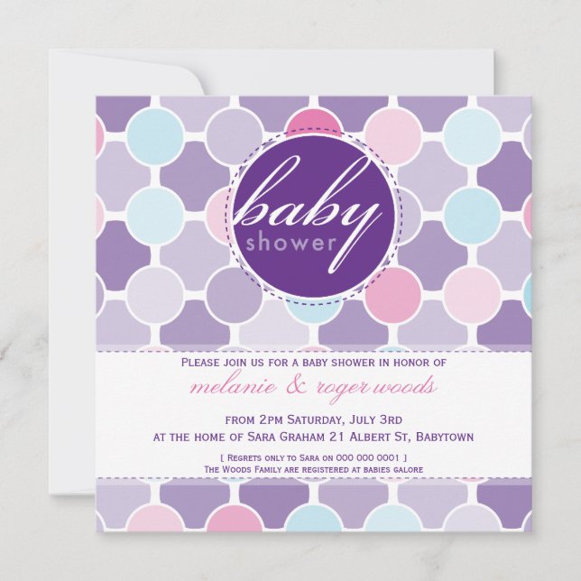 BABY SHOWER INVITES :: fizzy spots 7SQ (Front)