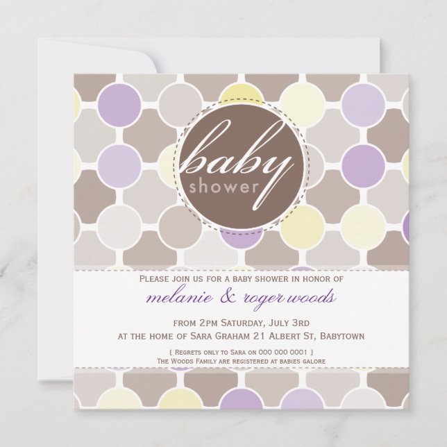 BABY SHOWER INVITES :: fizzy spots 8SQ (Front)