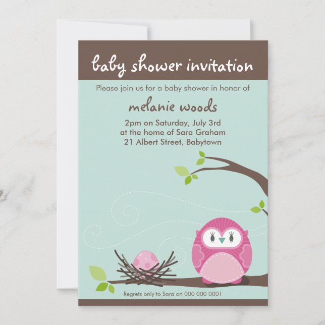 BABY SHOWER INVITES :: owl + nest 2P (Front)