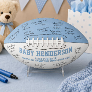 Baby Shower It's A Boy Sports Blue White First Football