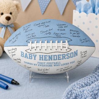Baby Shower It's A Boy Sports Blue White First Football