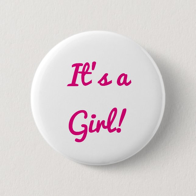 Baby Shower It's A Girl Gender Reveal Party Pink 6 Cm Round Badge (Front)