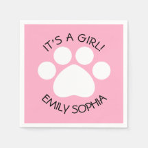 Baby Shower - It's a Girl - Paw Print Theme