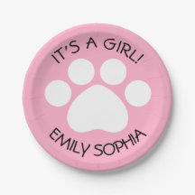 Baby Shower - It's a Girl - Paw Print Theme