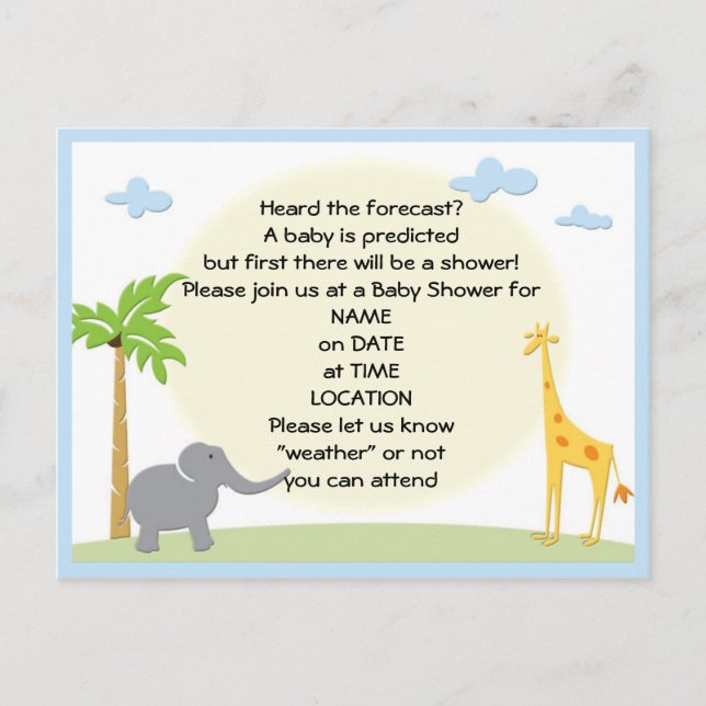 baby Shower Jungle Postcard Invitation (Front)