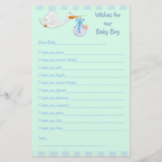 Baby Shower Keepsake - Wishes for Baby Boy