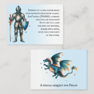 Baby Shower Knight & Dragon Book Request Enclosure Card