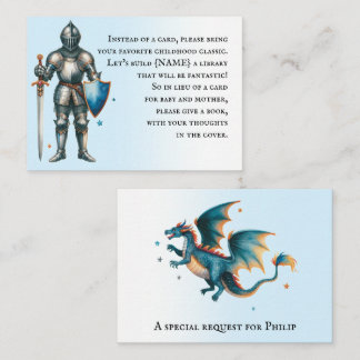Baby Shower Knight & Dragon Book Request Enclosure Card