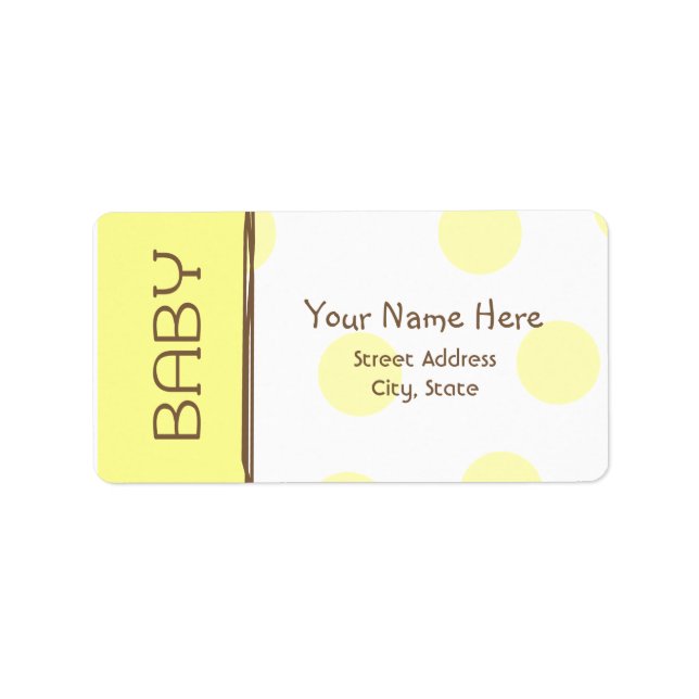 Baby Shower Label - Yellow and Brown (Front)