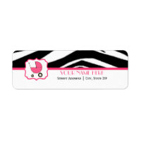Baby Shower Label - Zebra Print And Hot Pink