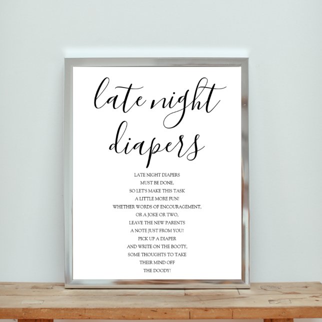 Baby Shower Late Night Diapers Sign (Creator Uploaded)