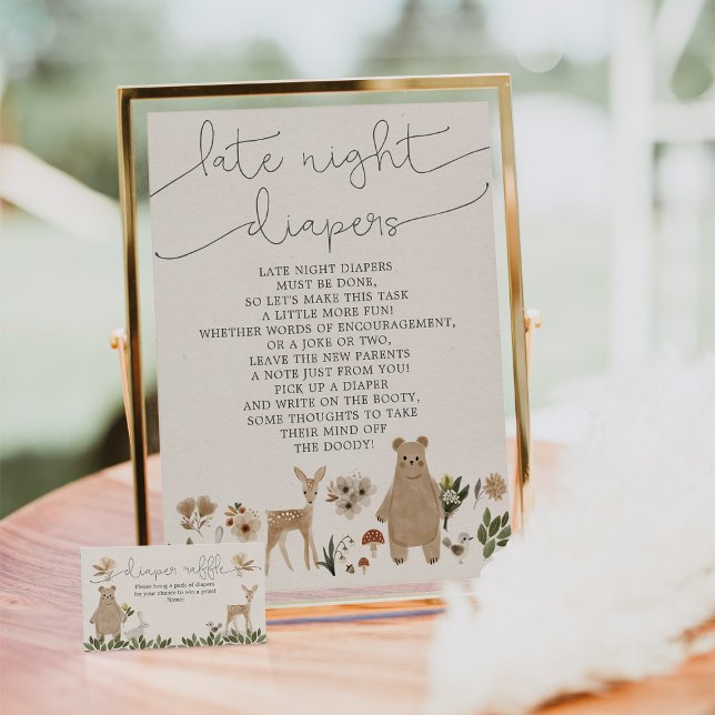 Baby Shower Late Night Diapers Sign Boho Woodland (Creator Uploaded)