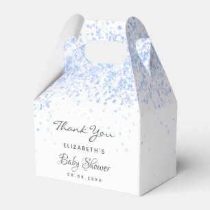 Baby Shower light blue glitter dust boy thank you Favour Box