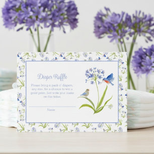 Baby Shower Lily with Bluebird Diaper Raffle Enclosure Card