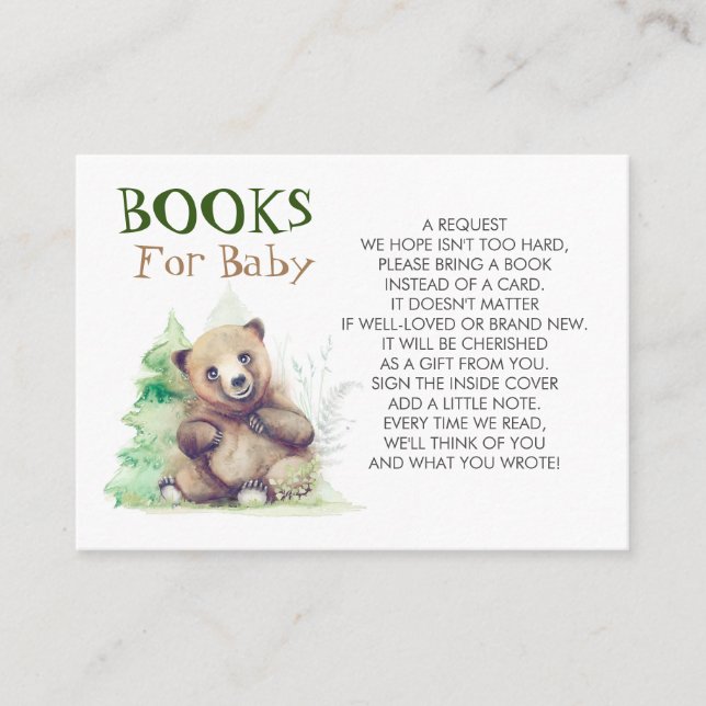 Baby Shower Little Bear Books For Baby Business Card (Front)