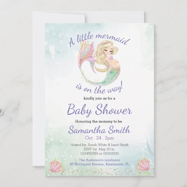 Baby Shower Little Mermaid Invitation (Front)