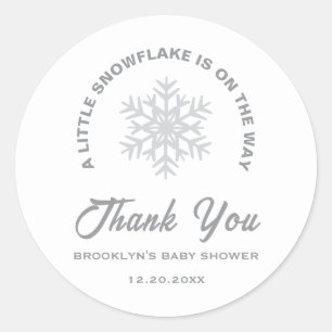Baby Shower Little Snowflake Winter Gender Neutral Classic Round Sticker