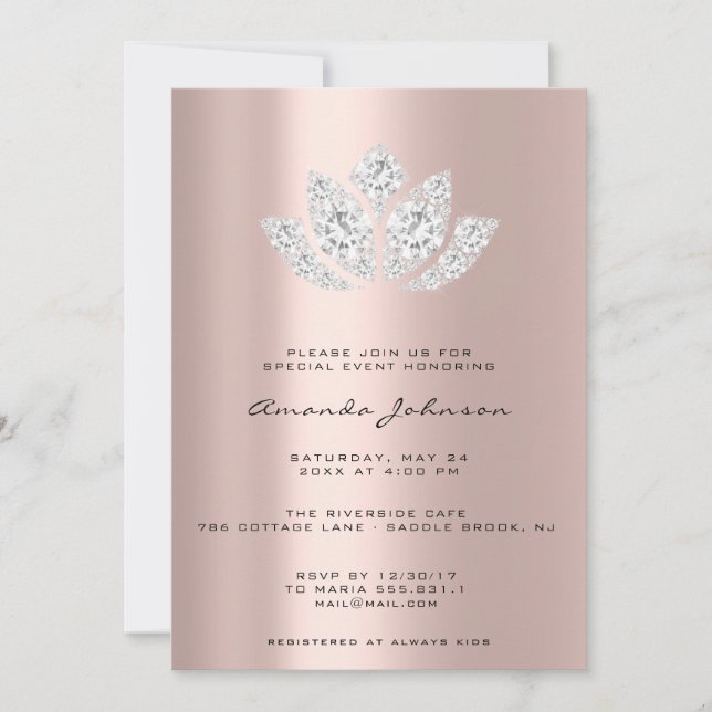 Baby Shower LotusGlitter Rose Gold Drips  Boy Girl Invitation (Front)