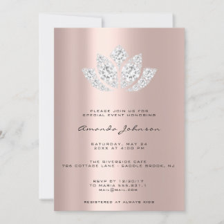 Baby Shower LotusGlitter Rose Gold Drips  Boy Girl Invitation