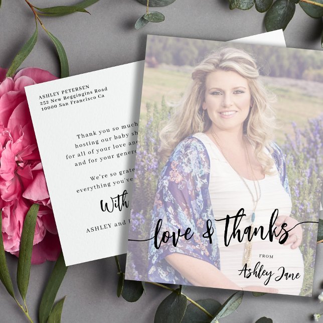 Baby shower love and thanks photo thank you postcard (Creator Uploaded)