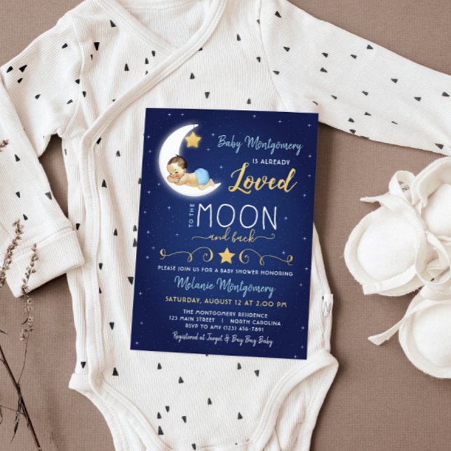 Baby Shower Love You The Moon and Back Invitation (Creator Uploaded)