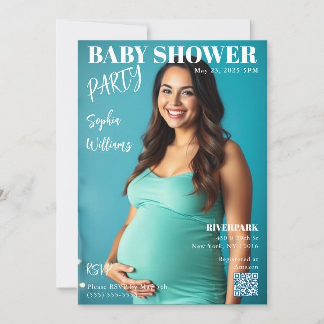 Baby Shower Magazine Cover Invitation (Front)