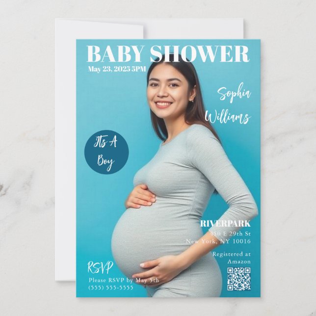Baby Shower Magazine Cover Invitation (Front)