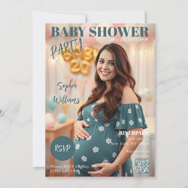 Baby Shower Magazine Cover Invitation (Front)
