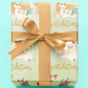 Baby Shower Mama Baby Animals Congratulations Wrapping Paper
