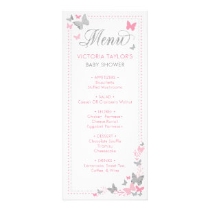 Baby Shower Menu, Butterflies Rack Card