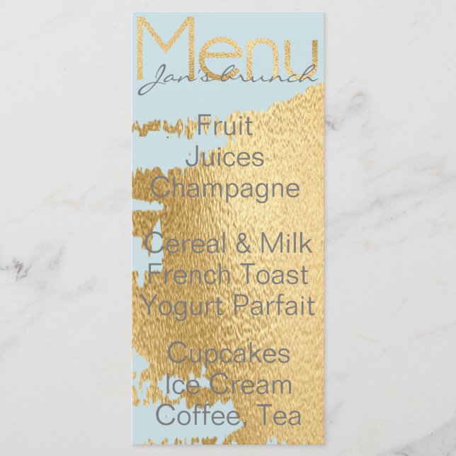 Baby Shower Menu "Classic Gold/Blue" (Front)