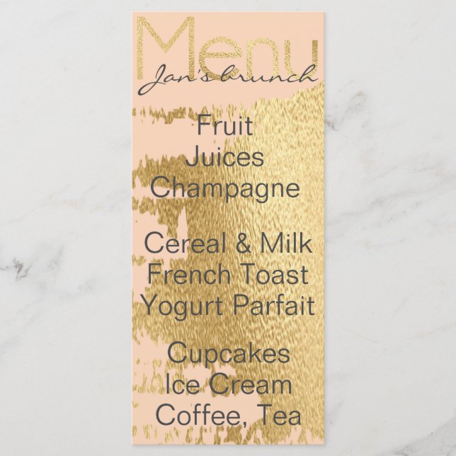Baby Shower Menu "Classic Gold/Pink" (Front)