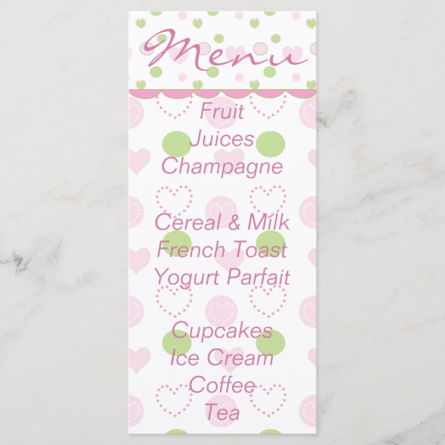 Baby Shower Menu "Sugar & Spice" (Front)