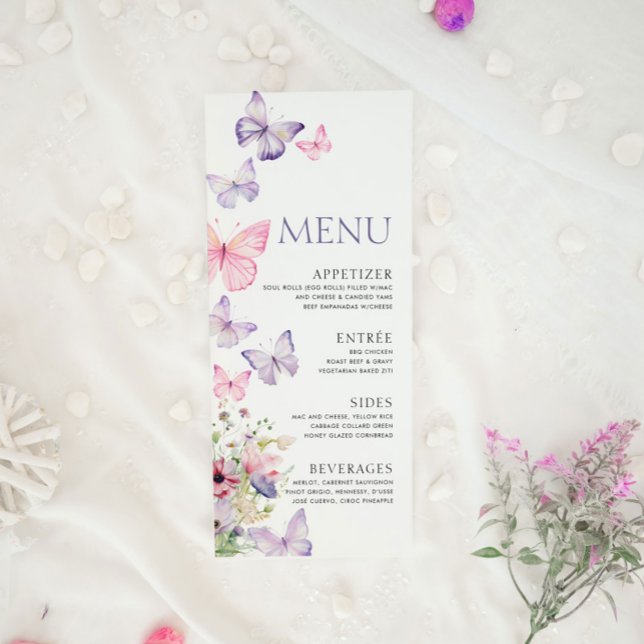 Baby Shower menu with Butterflies (Creator Uploaded)