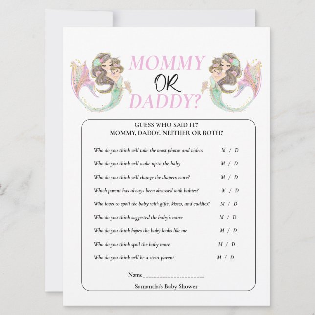 Baby Shower Mermaid Under the sea.  Invitation (Front)