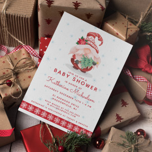 BABY SHOWER   Merry Christmas Plaid Gnome Invitation
