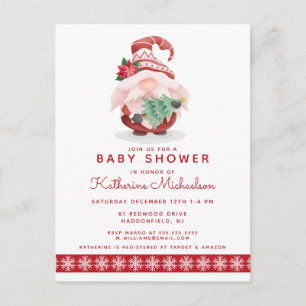 BABY SHOWER Merry Christmas Plaid Gnome Postcard