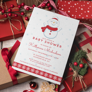 BABY SHOWER Merry Christmas Snowman Invitation Postcard