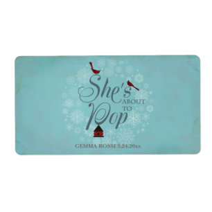 Baby Shower Mini Champagne Label Winter Blue