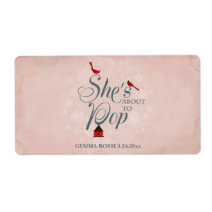 Baby Shower Mini Champagne Label Winter Pink