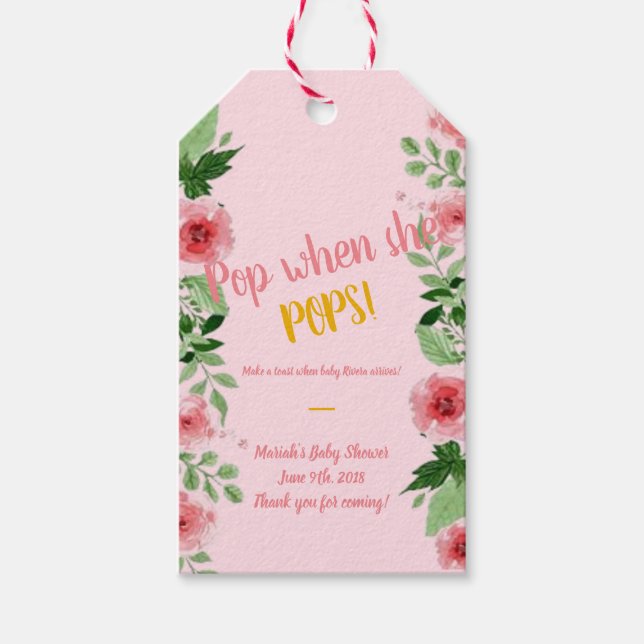 Baby shower mini champagne tag (Front)