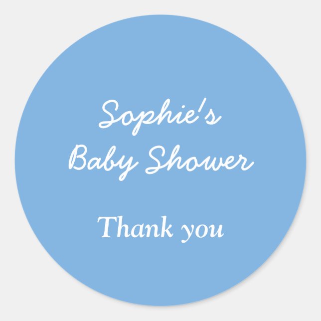 Baby Shower Minimalist Blue Thank You Sticker (Front)