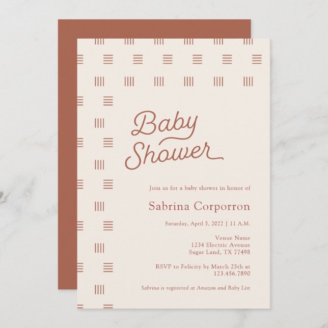 Baby Shower | Minimalist Boho  Invitation (Front/Back)