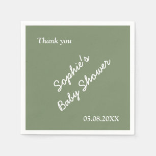 Baby Shower Minimalist Sage Green Paper Napkins