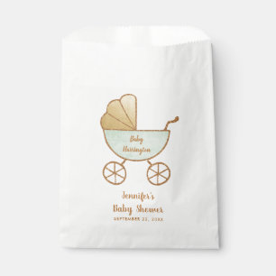 Baby Shower Mint Retro Carriage Favour Bags