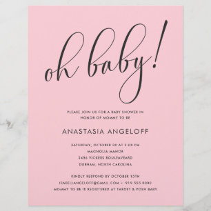 Baby Shower Modern Script Blush Baby Shower Flyer