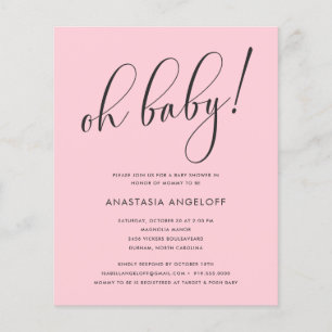 baby Shower Modern Script Blush Pink Flyer